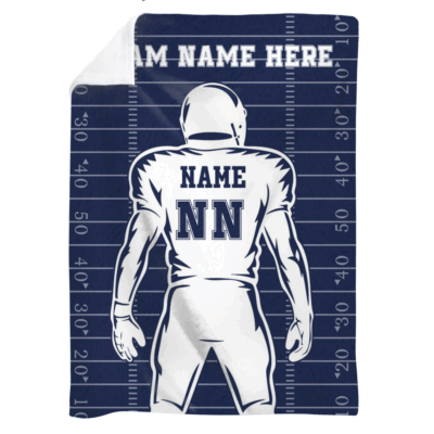 Personalized football blanket with name & number, football team player gift and football fan gift for him.