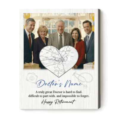 Custom Map Retired Doctor Canvas, Retiring Doctor Thank you Gift, Personalized Map Gift for Medical Doctor Retirement, Retirement Gifts