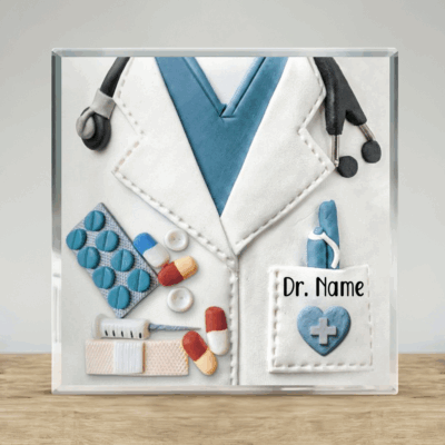 Custom Doctor Acrylic Plaque with Name, Personalized Medical Symbols Pediatrician Gift, Doctor Appreciation Gifts, Doctor Graduation Gift