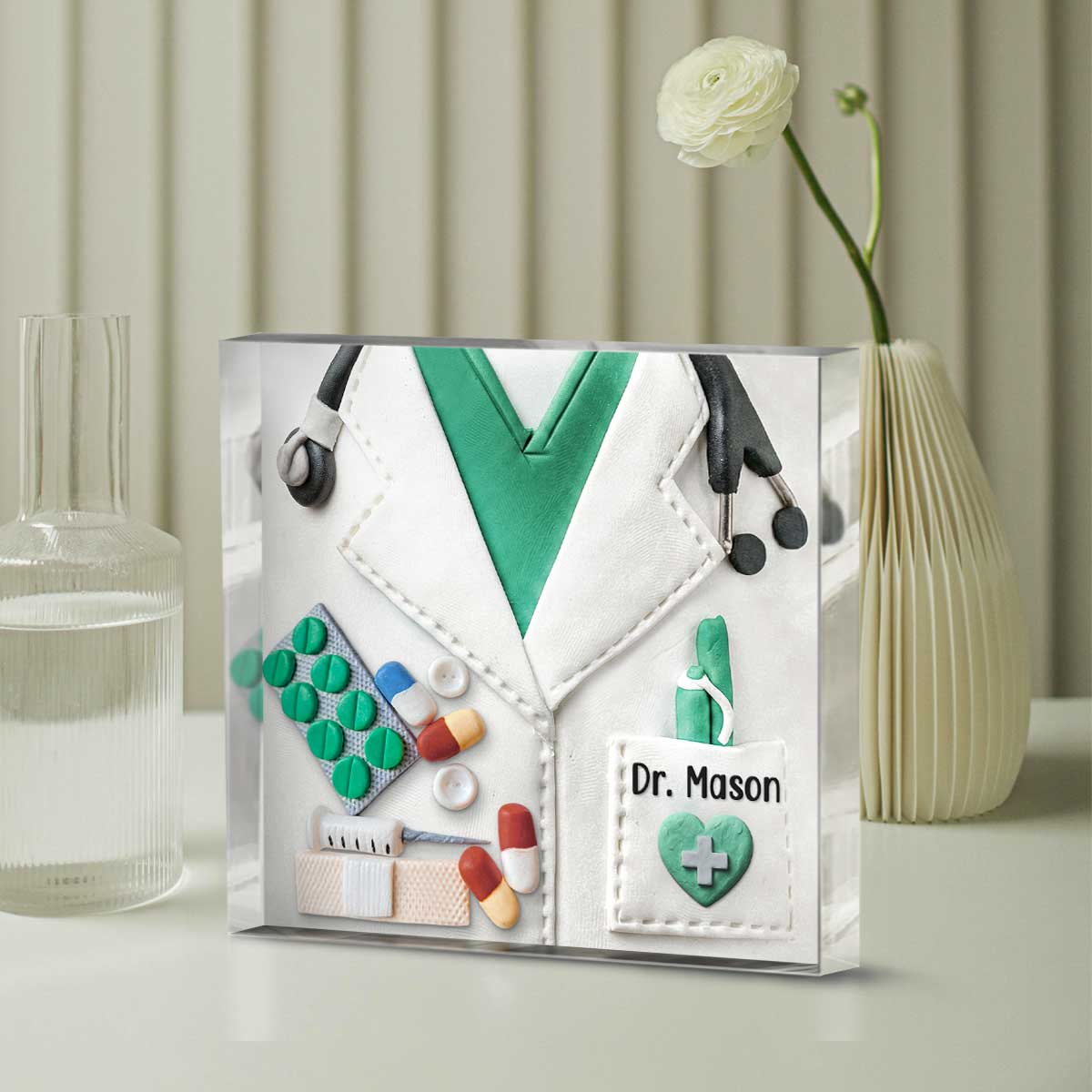Custom Doctor Acrylic Plaque with Name, Personalized Medical Symbols Pediatrician Gift, Doctor Appreciation Gifts, Doctor Graduation Gift