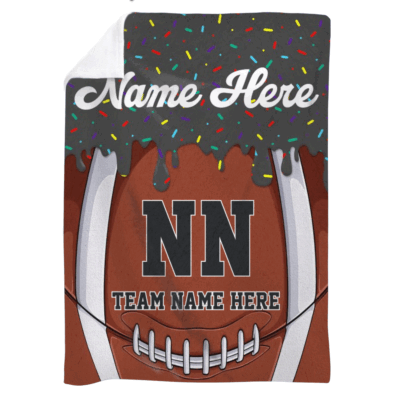 Personalized football blanket for kids with custom name and number, sports fleece gift for young football players.