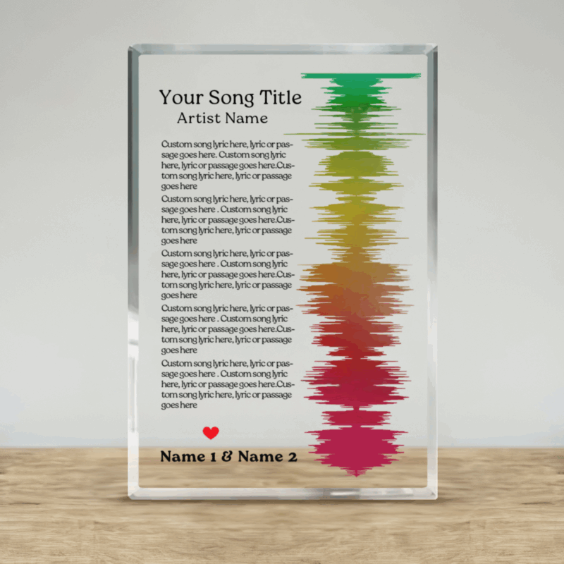 Personalized song lyrics sound wave plaque, custom music keepsake gift for boyfriend or husband.