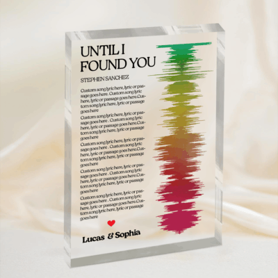 Personalized song lyrics sound wave plaque, custom music keepsake gift for boyfriend or husband.