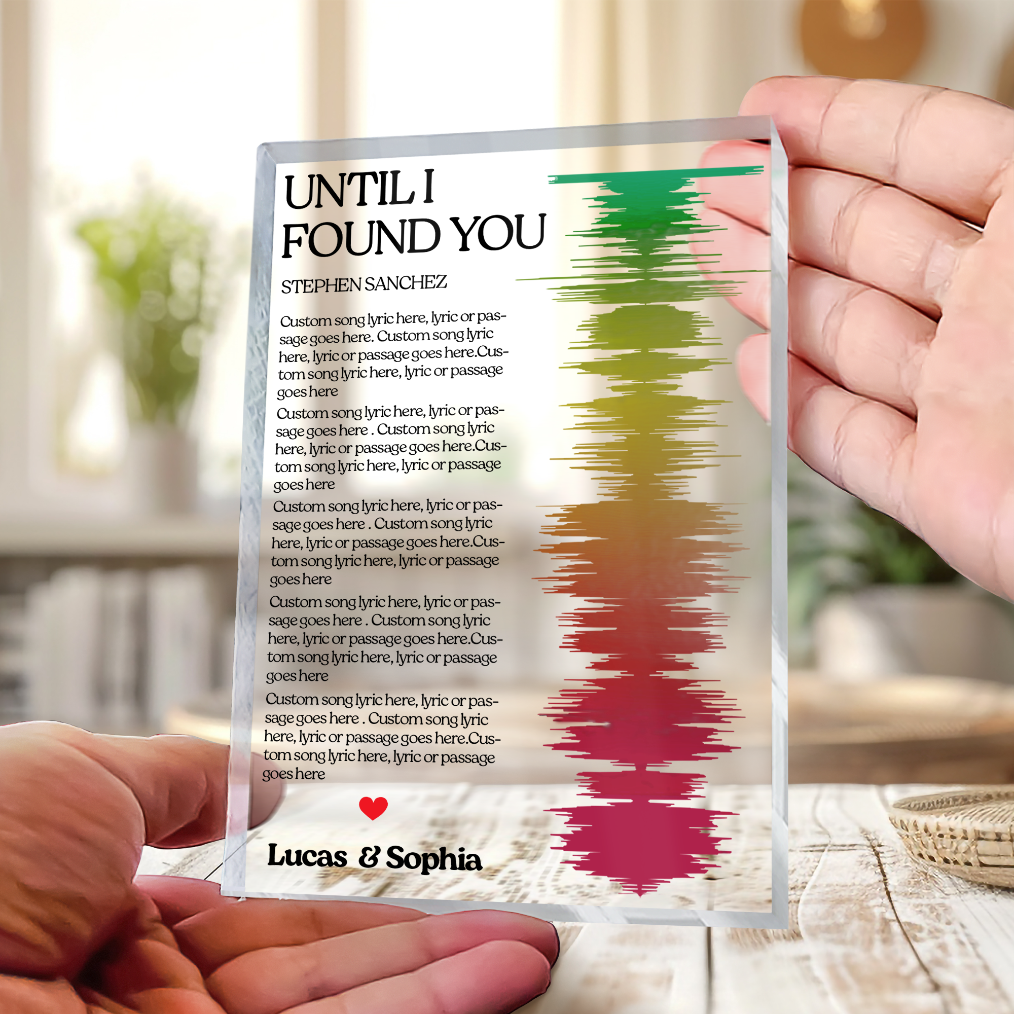 Personalized song lyrics sound wave plaque, custom music keepsake gift for boyfriend or husband.