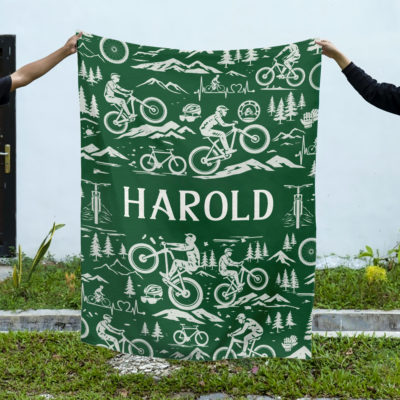 Benicee Shop 217 personalized mountain bike blanket with name mountain bike lover gift