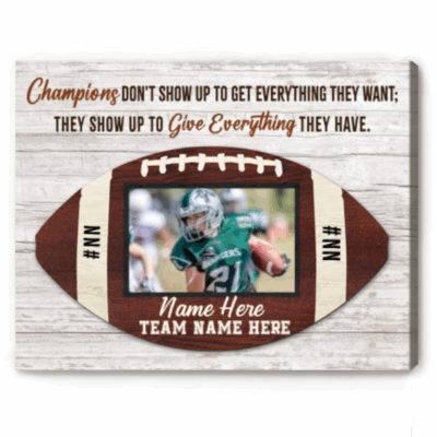 Custom football senior player canvas with personalized photo, name and number, senior night and graduation gift for football player.
