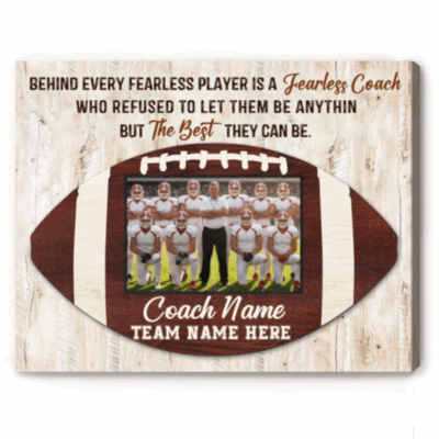 Personalized football shape canvas print thank you coach gift from team, end of season football team keepsake.