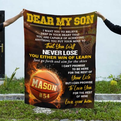 Benicee Shop 205 Personalized basketball blanket for son with custom name and number, motivational sports fleece gift from parents.