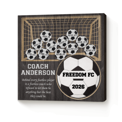 Personalized soccer team sign thank you coach gift from team, end of season soccer coach appreciation keepsake.