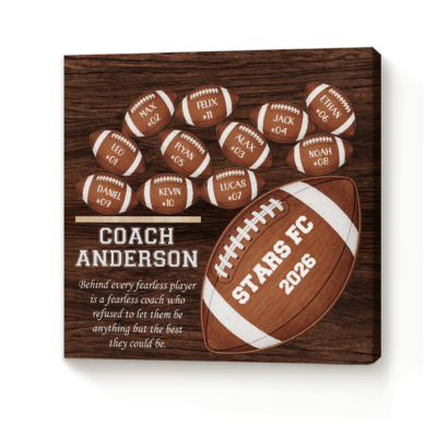 Personalized football team sign for coach – custom thank-you and end-of-season appreciation gift.
