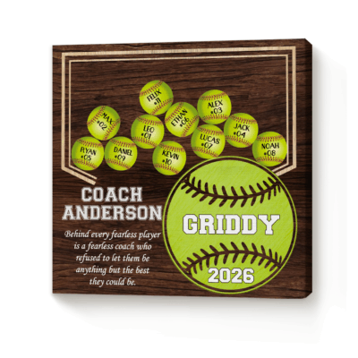 Personalized softball team sign thank you coach gift from team, end of season softball coach appreciation keepsake.