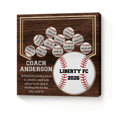 Personalized baseball team sign thank you coach gift from team, end of season baseball coach appreciation keepsake.