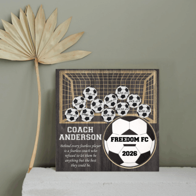Personalized soccer team sign thank you coach gift from team, end of season soccer coach appreciation keepsake.
