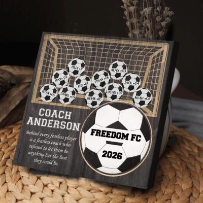 Personalized soccer team sign thank you coach gift from team, end of season soccer coach appreciation keepsake.