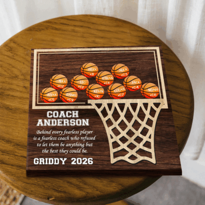 Personalized basketball team sign thank you coach gift from team, end of season basketball coach appreciation keepsake.