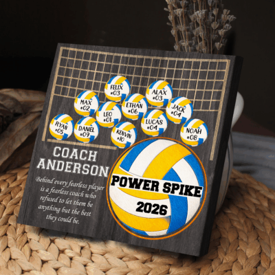Personalized volleyball team sign thank you coach gift from team, end of season volleyball coach appreciation keepsake.