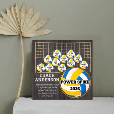 Personalized volleyball team sign thank you coach gift from team, end of season volleyball coach appreciation keepsake.