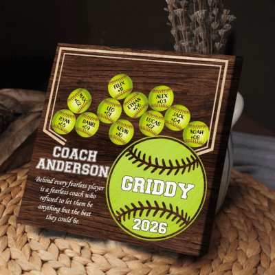 Personalized softball team sign thank you coach gift from team, end of season softball coach appreciation keepsake.