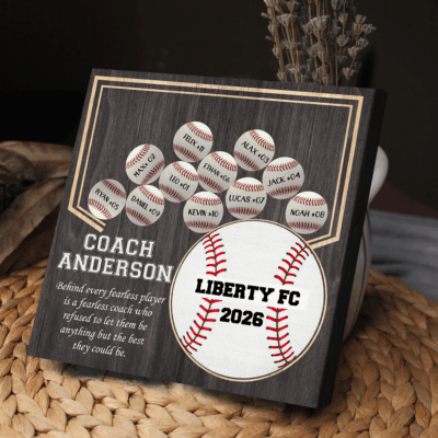 Personalized baseball team sign thank you coach gift from team, end of season baseball coach appreciation keepsake.