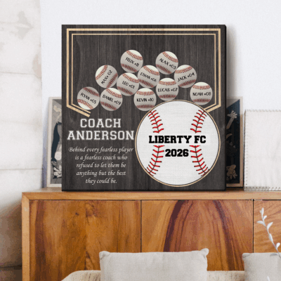 Personalized baseball team sign thank you coach gift from team, end of season baseball coach appreciation keepsake.