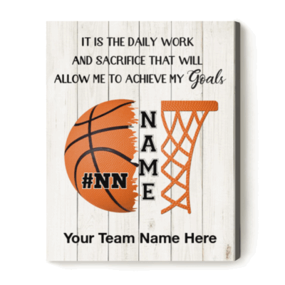 Personalized basketball senior night gift with custom player name and number, senior night basketball wall art keepsake.