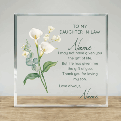 Daughter In Law Acrylic Block, Personalized Wedding Gift For Daughter In Law, Gift for Bride to be, Future Daughter In Law Gifts