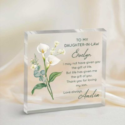 Daughter In Law Acrylic Block, Personalized Wedding Gift For Daughter In Law, Gift for Bride to be, Future Daughter In Law Gifts