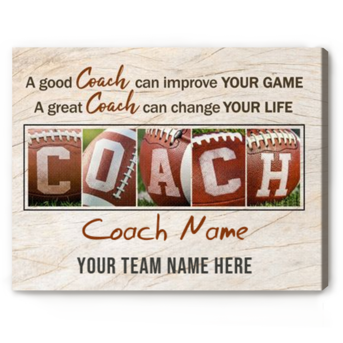 Personalized Football Coach Sign – Custom Coach Name Wall Art, Thank ...