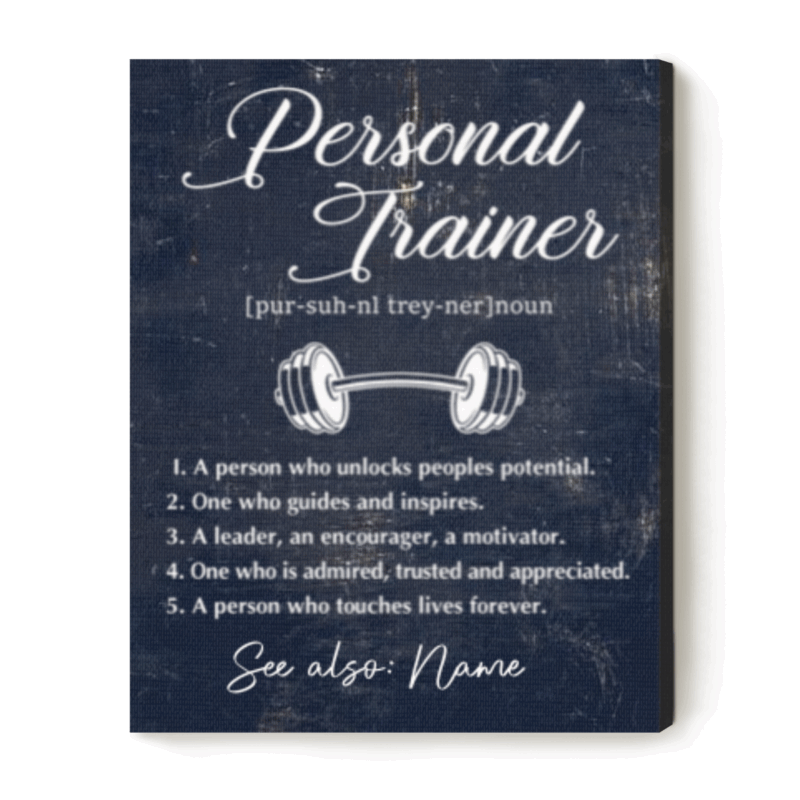 Personalized Personal Trainer Definition Canvas, Custom Fitness Coach Gift, Trainer Appreciation Wall Art, Gym Motivational Decor Print