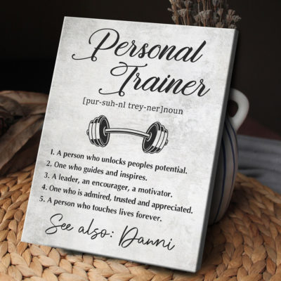 Personalized Personal Trainer Definition Canvas, Custom Fitness Coach Gift, Trainer Appreciation Wall Art, Gym Motivational Decor Print
