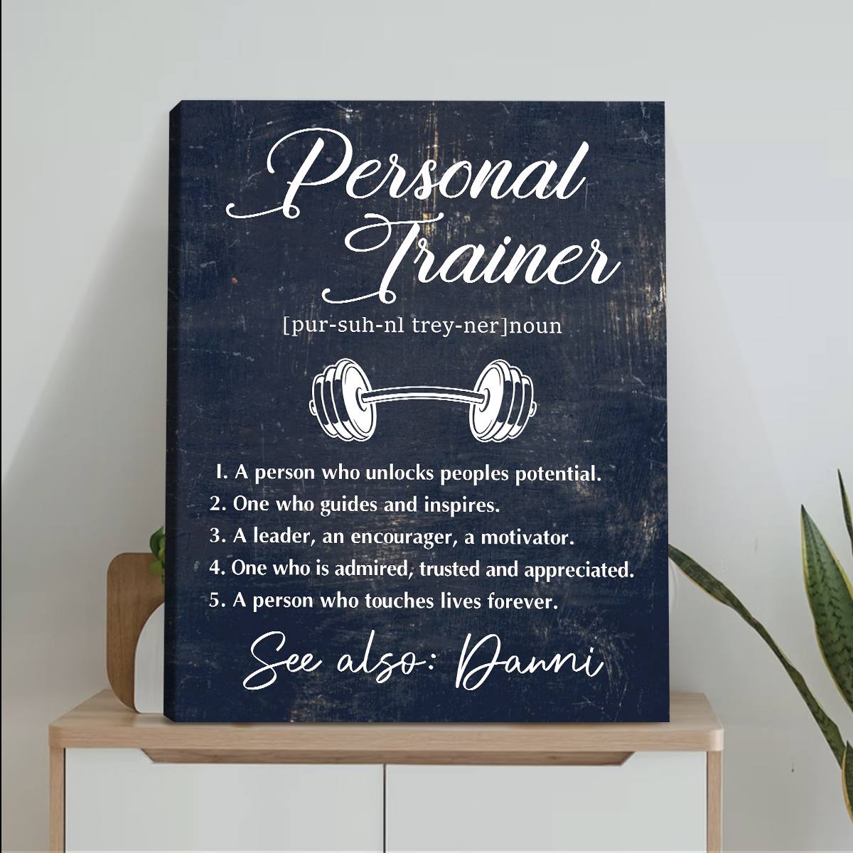 Personalized Personal Trainer Definition Canvas, Custom Fitness Coach Gift, Trainer Appreciation Wall Art, Gym Motivational Decor Print