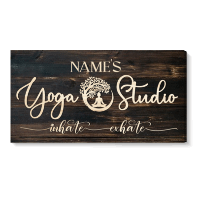 Personalized Yoga Studio Sign - Custom Name Yoga Room Decor, Meditation Wall Art, Inhale Exhale Yoga Lover Gift