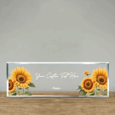 Personalized Sunflower Acrylic Quote Plaque - Inspirational Desk Decor, Motivational Quote Plaque, Custom Name Acrylic Block Gift