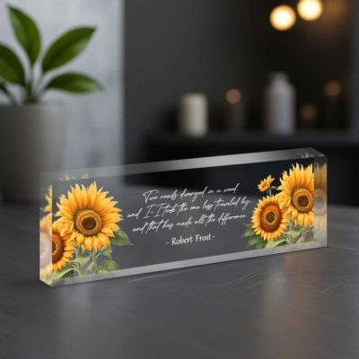 Personalized Sunflower Acrylic Quote Plaque - Inspirational Desk Decor, Motivational Quote Plaque, Custom Name Acrylic Block Gift
