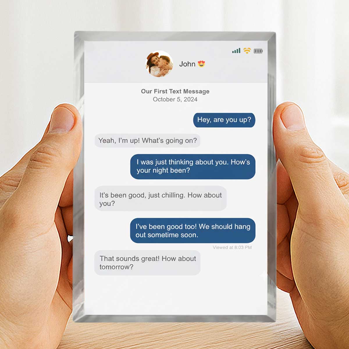 Personalized Text Message Acrylic Plaque – Custom Love Message Keepsake, Sentimental Anniversary Gift for Him, Sentimental Love Message