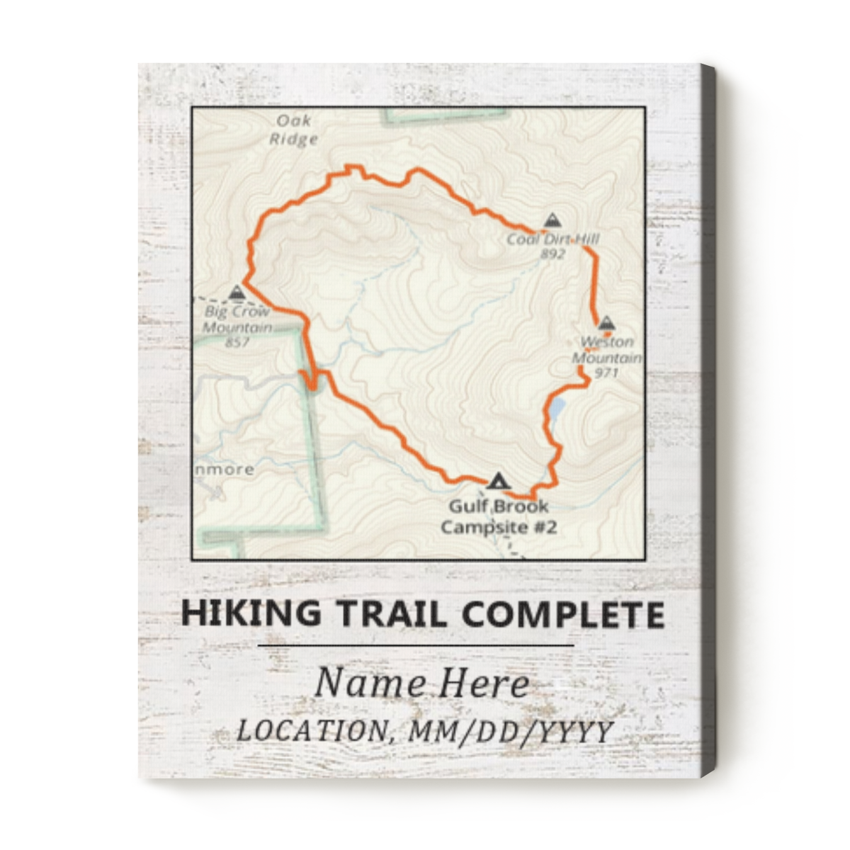 Personalized Hiking Map Print - Custom Hiking Route, Name & Miles ...