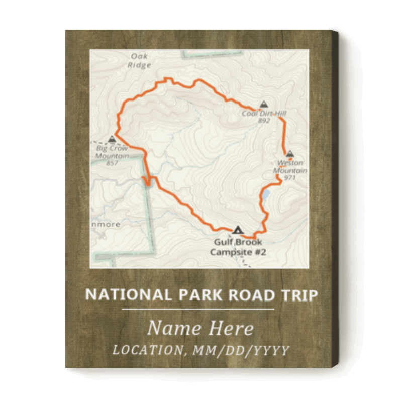 Custom National Park Road Trip Map Canvas – Personalized Travel Route & Name, Gifts for Travelers, Adventure Wall Art, Travel Keepsake Wall Art