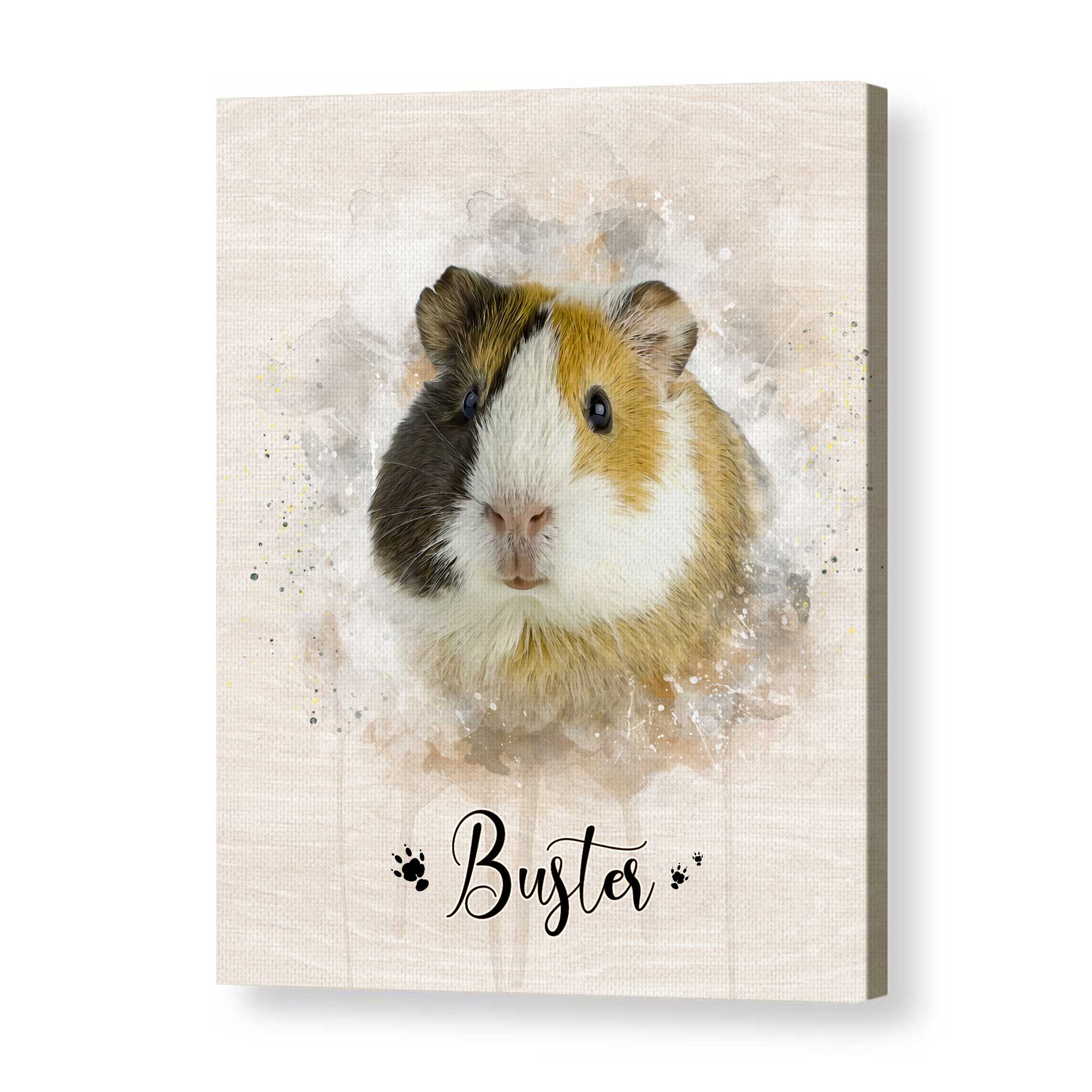 Personalized Guinea Pig Portrait Canvas - Custom Name Guinea Pig Wall Art, Watercolor Small Pet Painting Canvas Print, Guinea Pig Lover Gift 1 Personalized Guinea Pig Portrait Canvas - Custom Name Guinea Pig Wall Art, Watercolor Small Pet Painting Canvas Print, Guinea Pig Lover Gift