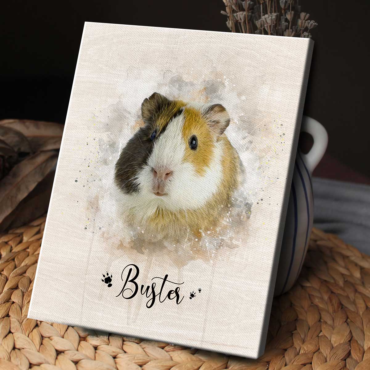 Personalized Guinea Pig Portrait Canvas - Custom Name Guinea Pig Wall Art, Watercolor Small Pet Painting Canvas Print, Guinea Pig Lover Gift 7 Personalized Guinea Pig Portrait Canvas - Custom Name Guinea Pig Wall Art, Watercolor Small Pet Painting Canvas Print, Guinea Pig Lover Gift