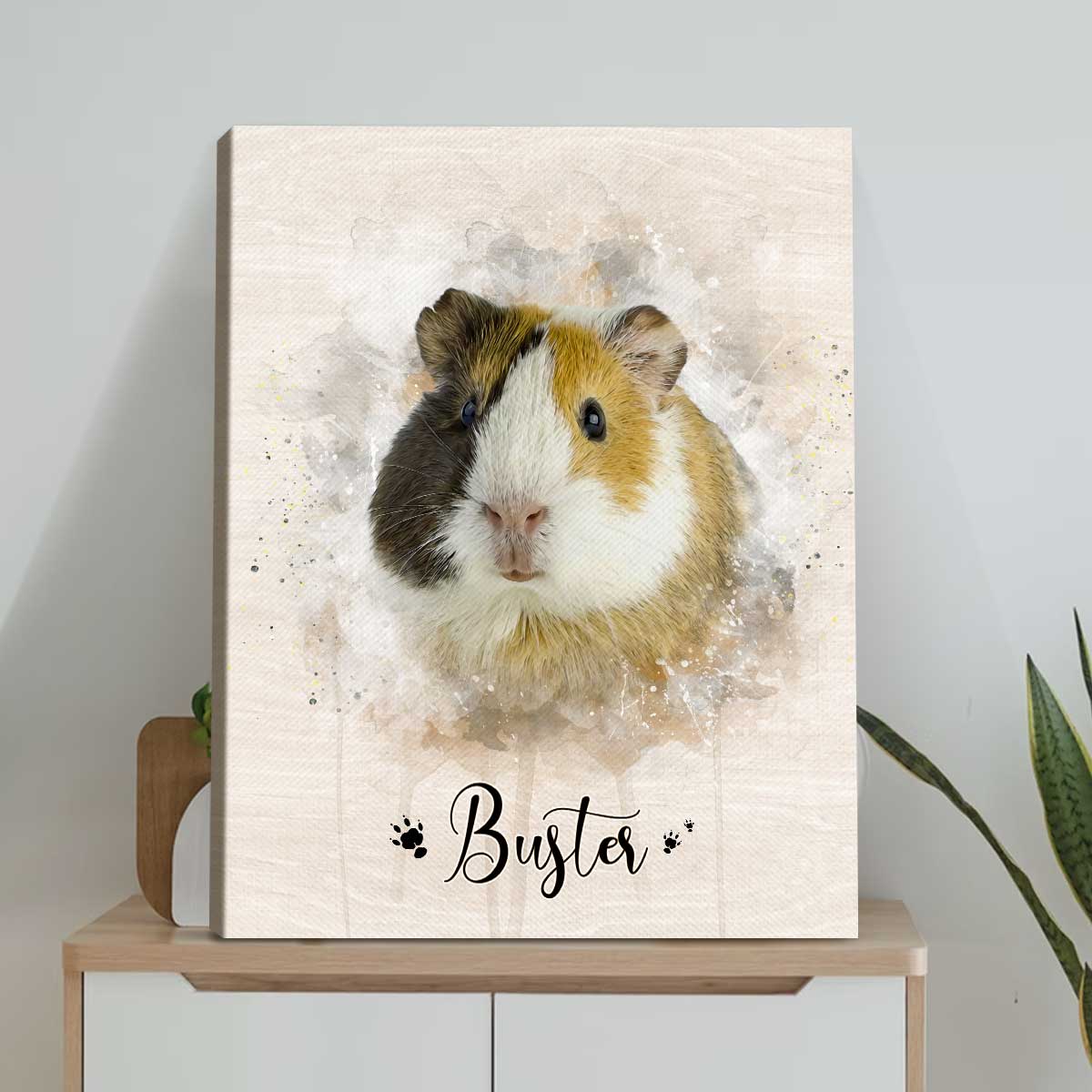 Personalized Guinea Pig Portrait Canvas - Custom Name Guinea Pig Wall Art, Watercolor Small Pet Painting Canvas Print, Guinea Pig Lover Gift 5 Personalized Guinea Pig Portrait Canvas - Custom Name Guinea Pig Wall Art, Watercolor Small Pet Painting Canvas Print, Guinea Pig Lover Gift