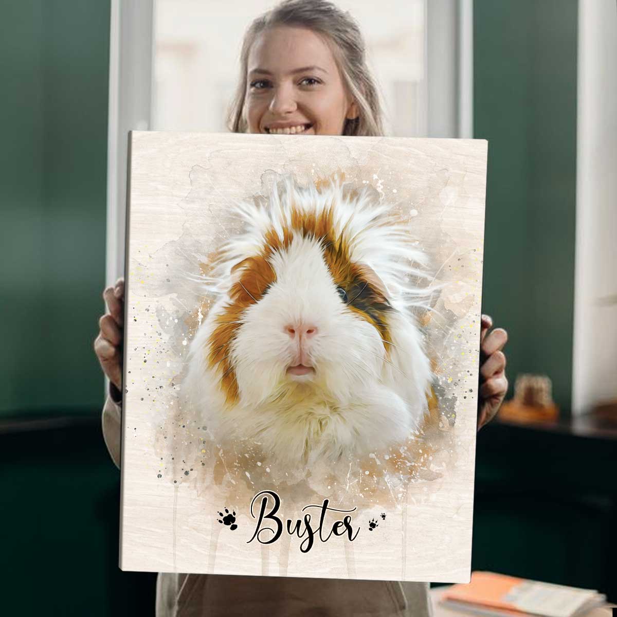 Personalized Guinea Pig Portrait Canvas - Custom Name Guinea Pig Wall Art, Watercolor Small Pet Painting Canvas Print, Guinea Pig Lover Gift 18 Personalized Guinea Pig Portrait Canvas - Custom Name Guinea Pig Wall Art, Watercolor Small Pet Painting Canvas Print, Guinea Pig Lover Gift