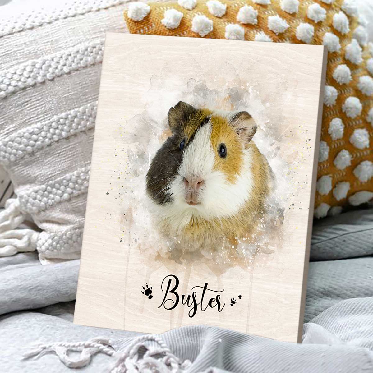 Personalized Guinea Pig Portrait Canvas - Custom Name Guinea Pig Wall Art, Watercolor Small Pet Painting Canvas Print, Guinea Pig Lover Gift 3 Personalized Guinea Pig Portrait Canvas - Custom Name Guinea Pig Wall Art, Watercolor Small Pet Painting Canvas Print, Guinea Pig Lover Gift