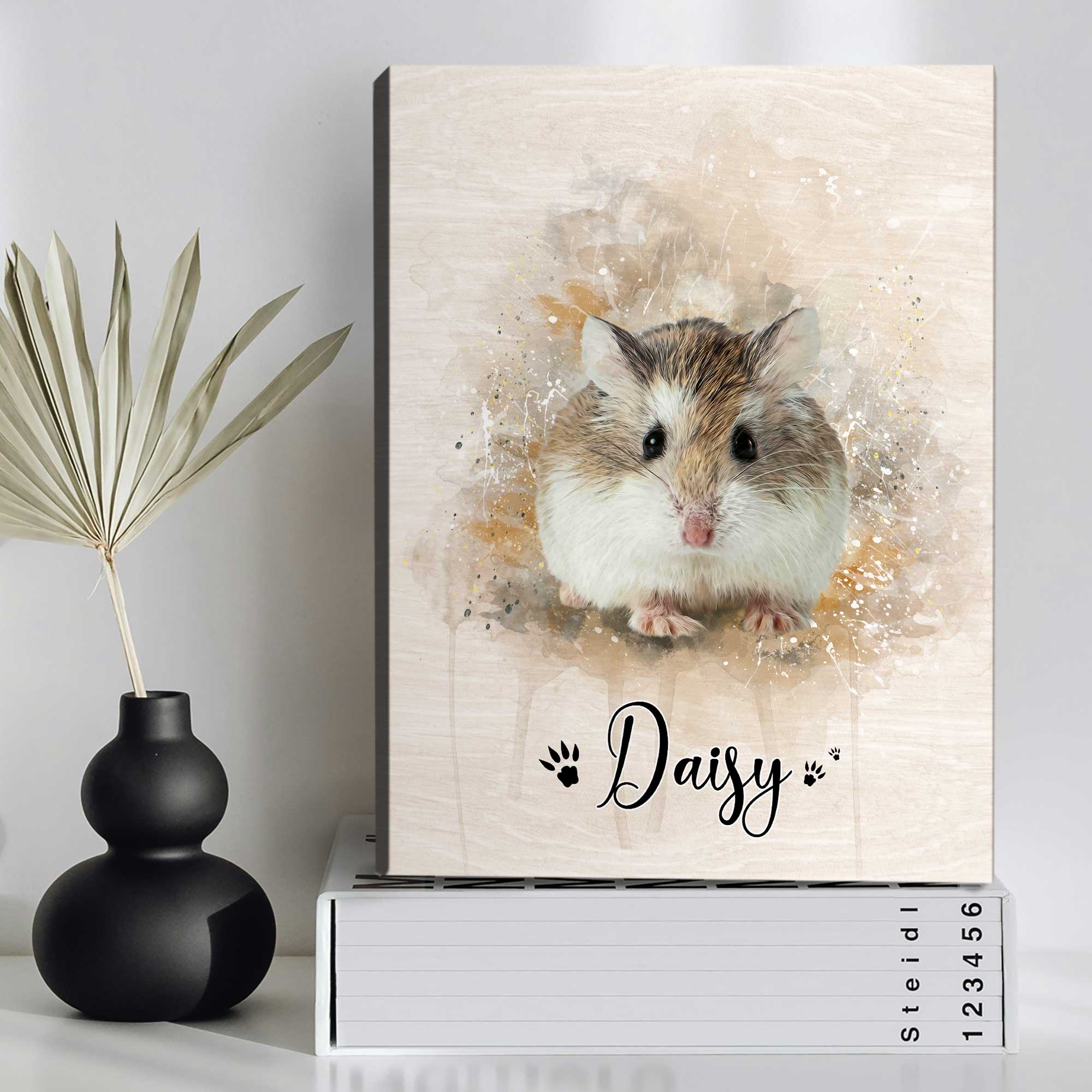 Personalized Hamster Portrait Canvas - Custom Name Hamster Wall Art, Watercolor Small Pet Painting Canvas Print, Hamster Lover Gift 2 Personalized Hamster Portrait Canvas - Custom Name Hamster Wall Art, Watercolor Small Pet Painting Canvas Print, Hamster Lover Gift