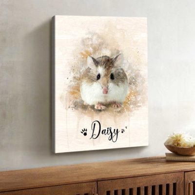 Personalized Hamster Portrait Canvas - Custom Name Hamster Wall Art, Watercolor Small Pet Painting Canvas Print, Hamster Lover Gift 12 Personalized Hamster Portrait Canvas - Custom Name Hamster Wall Art, Watercolor Small Pet Painting Canvas Print, Hamster Lover Gift