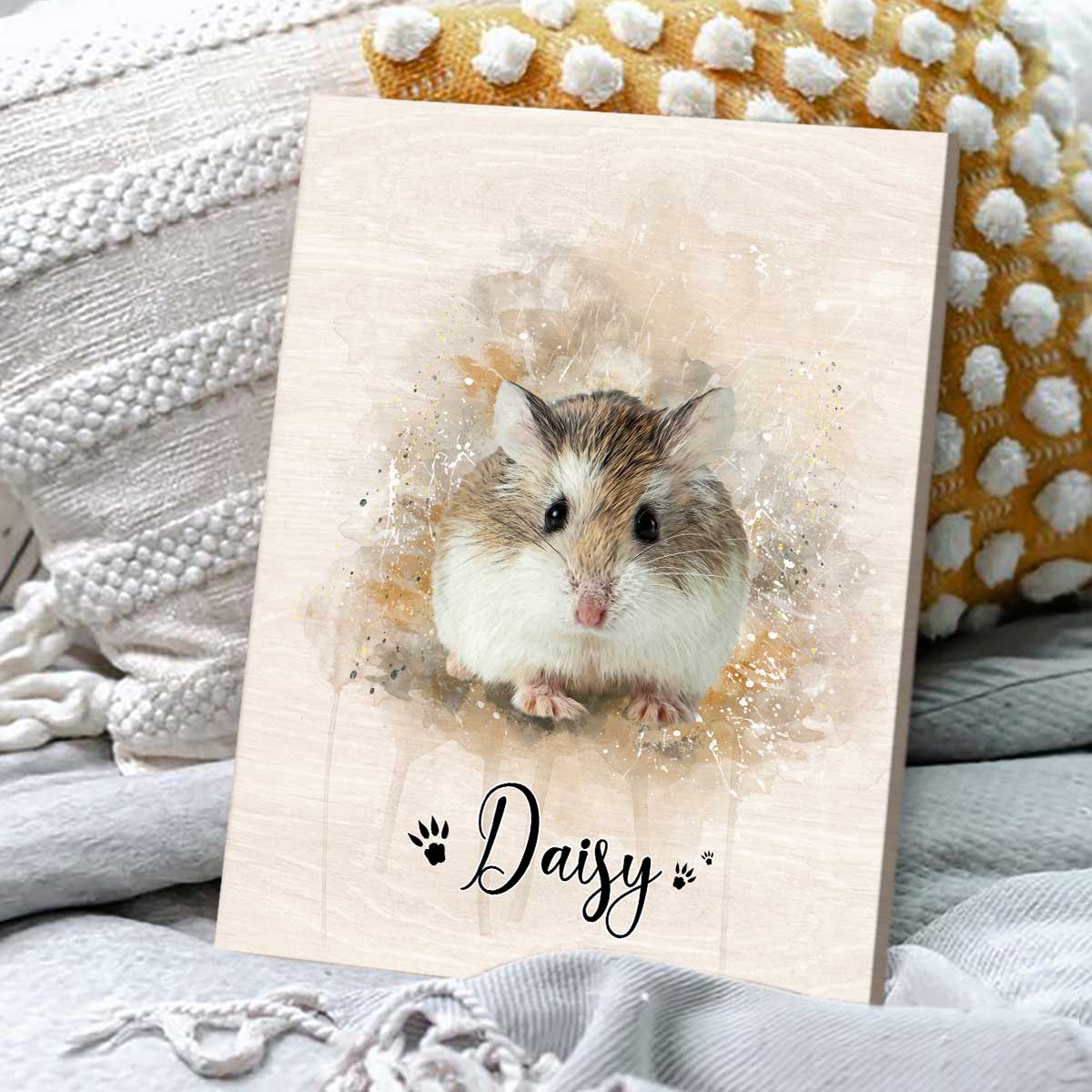 Personalized Hamster Portrait Canvas - Custom Name Hamster Wall Art, Watercolor Small Pet Painting Canvas Print, Hamster Lover Gift 5 Personalized Hamster Portrait Canvas - Custom Name Hamster Wall Art, Watercolor Small Pet Painting Canvas Print, Hamster Lover Gift