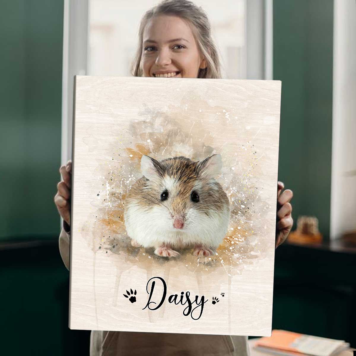 Personalized Hamster Portrait Canvas - Custom Name Hamster Wall Art, Watercolor Small Pet Painting Canvas Print, Hamster Lover Gift 20 Personalized Hamster Portrait Canvas - Custom Name Hamster Wall Art, Watercolor Small Pet Painting Canvas Print, Hamster Lover Gift