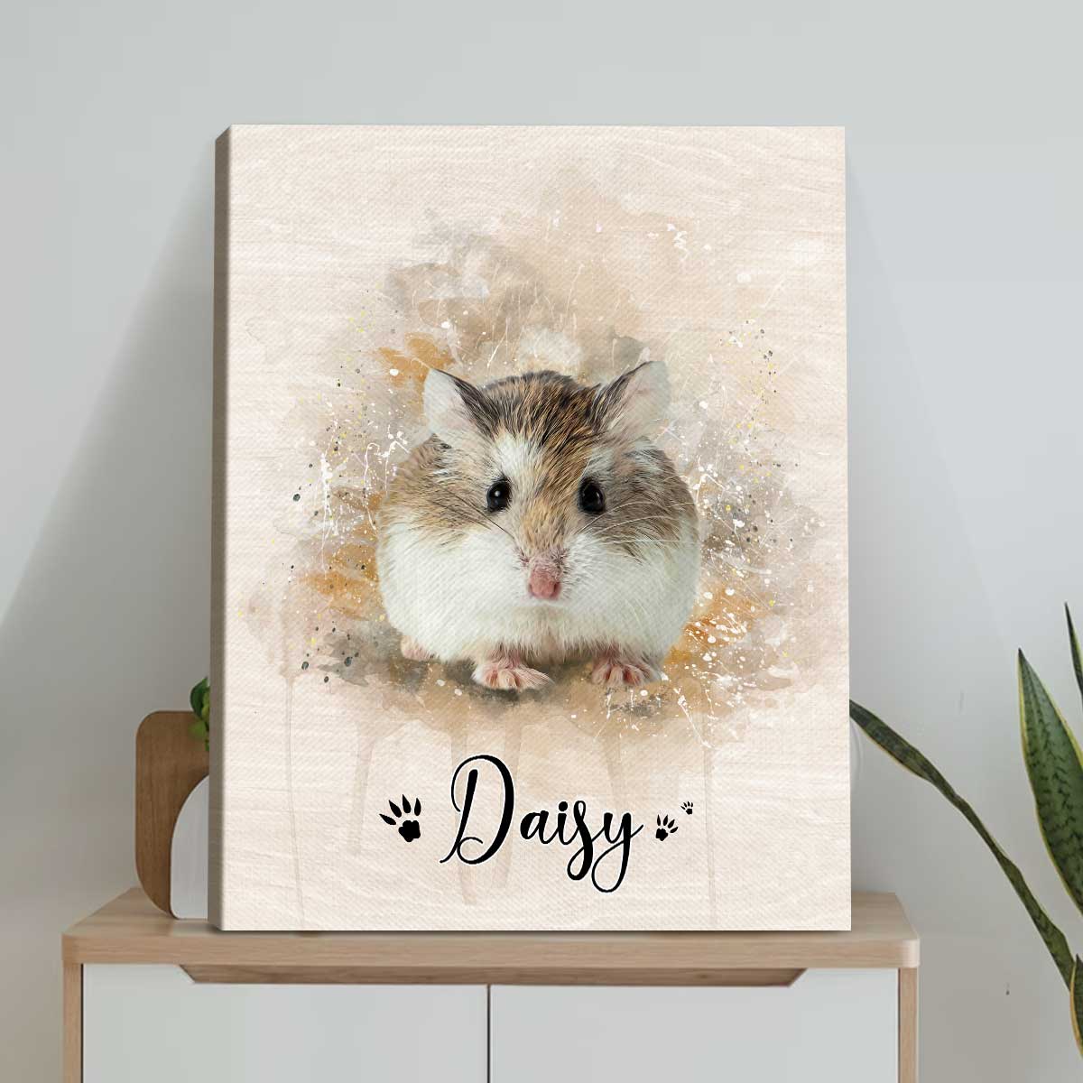 Personalized Hamster Portrait Canvas - Custom Name Hamster Wall Art, Watercolor Small Pet Painting Canvas Print, Hamster Lover Gift 7 Personalized Hamster Portrait Canvas - Custom Name Hamster Wall Art, Watercolor Small Pet Painting Canvas Print, Hamster Lover Gift