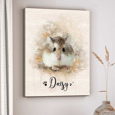 Personalized Hamster Portrait Canvas - Custom Name Hamster Wall Art, Watercolor Small Pet Painting Canvas Print, Hamster Lover Gift 19 Personalized Hamster Portrait Canvas - Custom Name Hamster Wall Art, Watercolor Small Pet Painting Canvas Print, Hamster Lover Gift