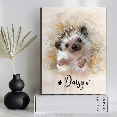 Personalized Hedgehog Portrait Canvas - Custom Name Hedgehog Wall Art, Watercolor Small Pet Painting Canvas Print, Hedgehog Lover Gift 13 Personalized Hedgehog Portrait Canvas - Custom Name Hedgehog Wall Art, Watercolor Small Pet Painting Canvas Print, Hedgehog Lover Gift