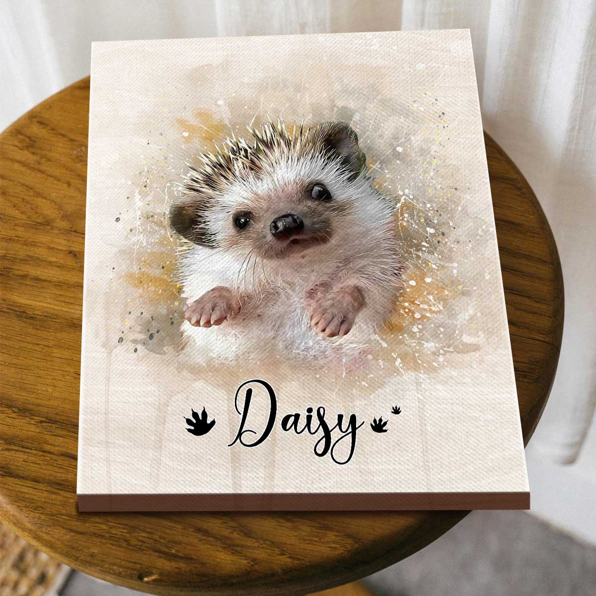 Personalized Hedgehog Portrait Canvas - Custom Name Hedgehog Wall Art, Watercolor Small Pet Painting Canvas Print, Hedgehog Lover Gift 5 Personalized Hedgehog Portrait Canvas - Custom Name Hedgehog Wall Art, Watercolor Small Pet Painting Canvas Print, Hedgehog Lover Gift